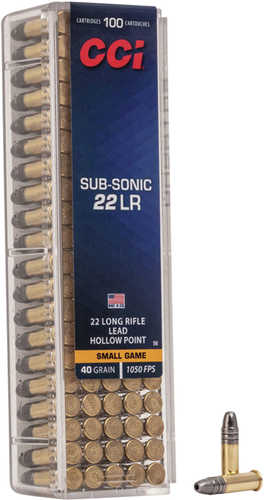 CCI Subsonic 22 LR 40 Gr Lead Hollow Point Ammo - Reliable Expansion with Clean Burning Propellants