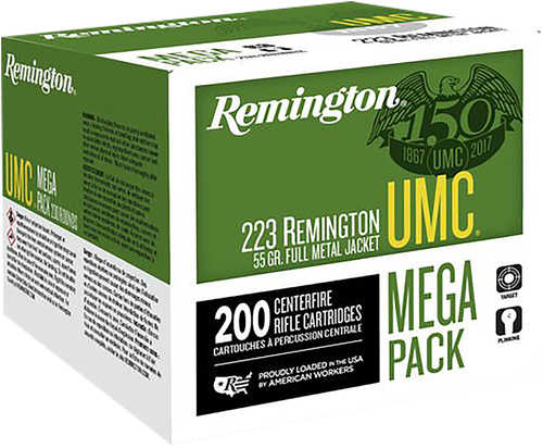 Remington UMC 223 Rem 55gr 3240fps FMJ Ammo 200 Rounds