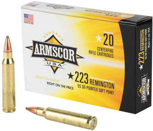 Armscor 223 Rem 55 Gr Pointed Soft Point Ammo - 20 Rounds
