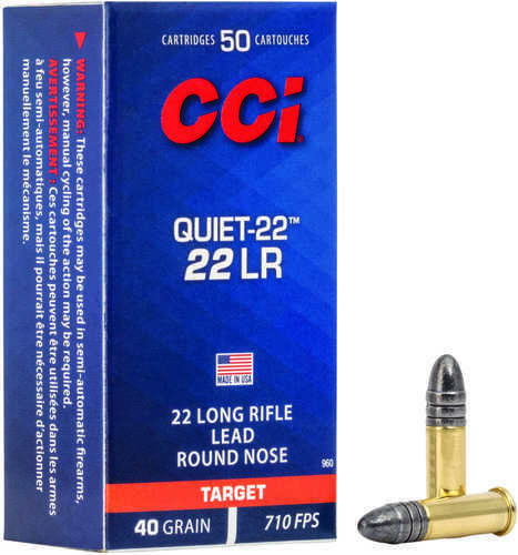CCI 22 Long Rifle 40 Grain Lead Round Nose Ammunition - 50 Rounds of Quiet Shooting Power