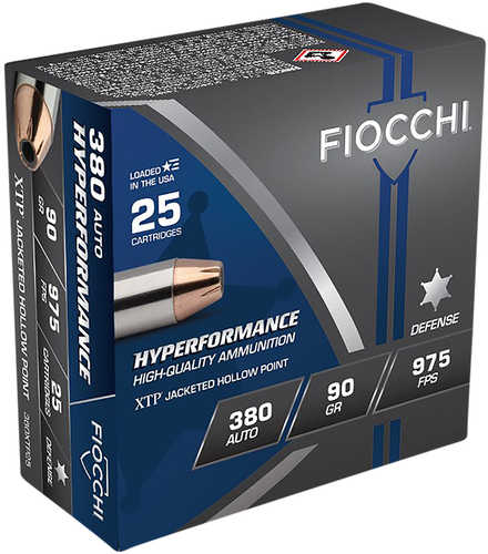 Fiocchi 380 ACP 25 Rounds Ammunition – Premium 90 Grain Hollow Point