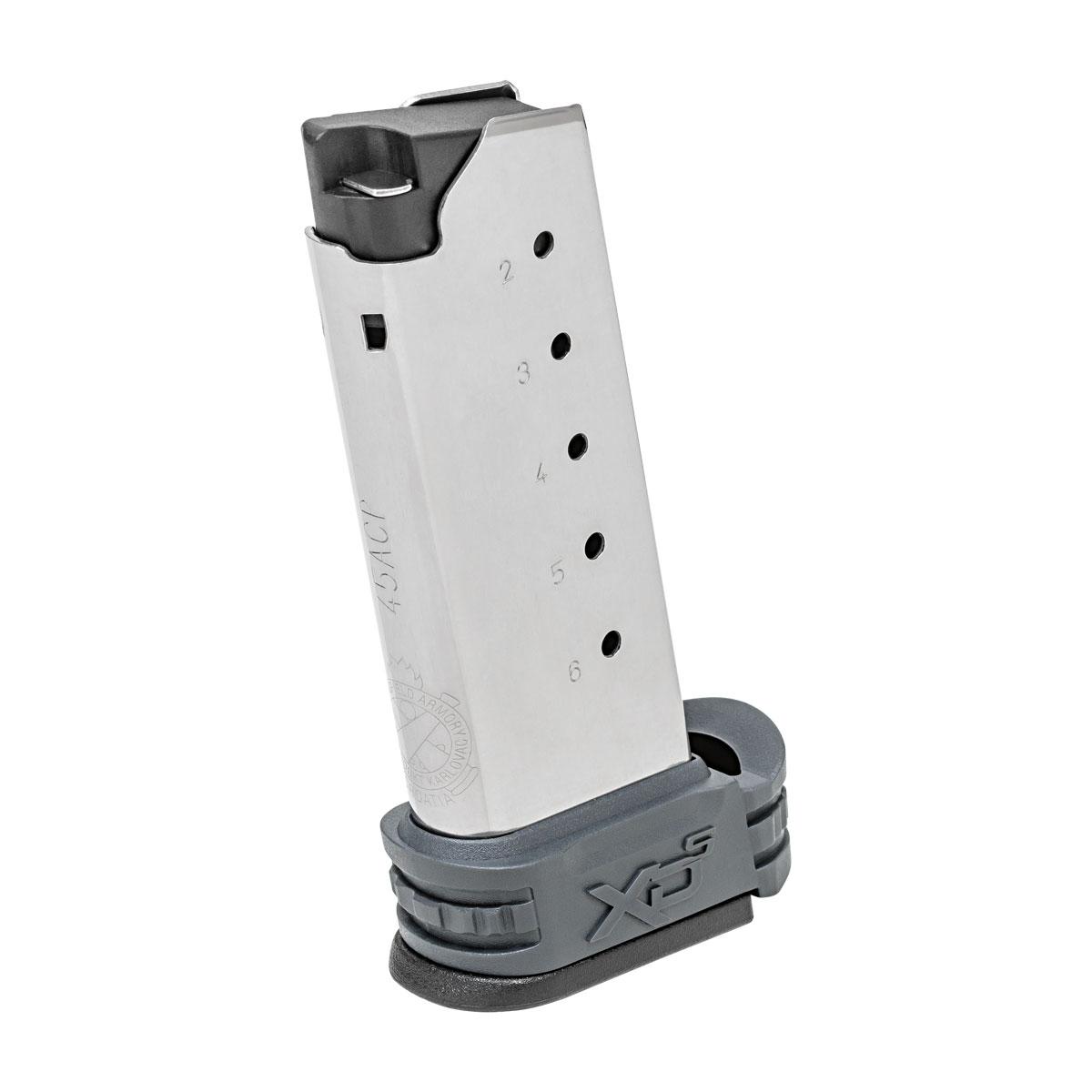 Springfield Armory Handgun Magazines Springfield Armory Springfield XD-S Tactical Extended Magazine Grey .45 ACP 6/rd