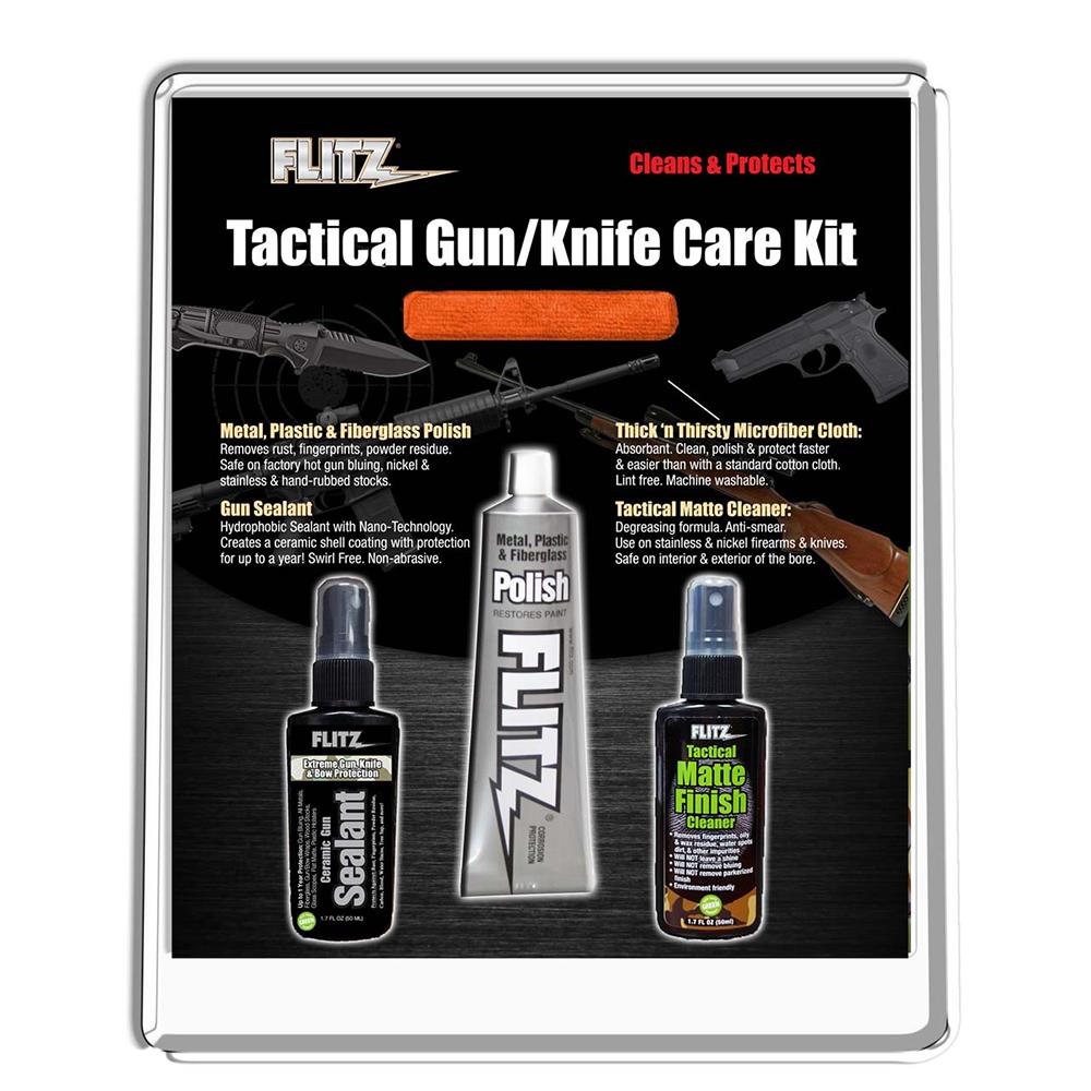 Flitz Gun Oils &amp; Gun Cleaning Solvents Flitz Flitz Tactical Gun & Knife Care Kit Clamshell