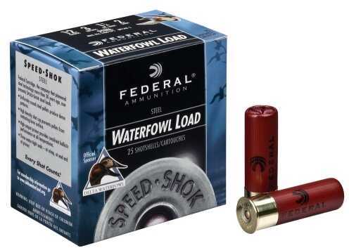 A box of Federal 10 Gauge Steel BBB Delta Ammunition (25 rounds), with two red shells beside it. The packaging shows ducks, product details, and highlights Federal’s support for Delta Waterfowl.