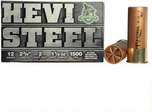12 Gauge Hevi-Shot 25 Rounds Steel Shot 2 3/4 Inch Number 2