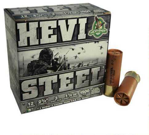 12 Gauge Hevi-Steel 2.75in 1.13oz 25 Rounds Shot Size 3