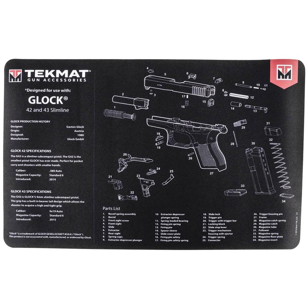 Gsm Gun Cleaning Mats Gsm Tekmat Handgun Cleaning Mat for Glock 42/43 11"x17" Black