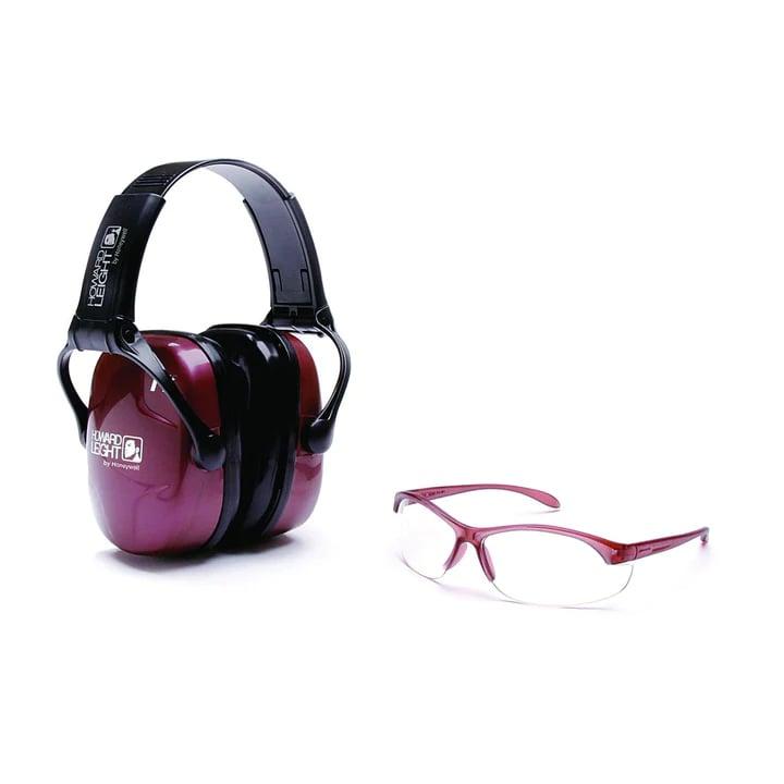 Honeywell Safety Products USA Ear &amp; Eye Combo Kits Honeywell Safety Products USA Howard Leight Women's Shooting Sports Safety Combo Kit Shooting Glasses Dusty Rose with Clear Lens and Earmuff 25dB Dusty Rose