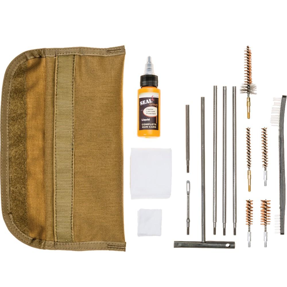 Military Products Gun Cleaning Kits Military Products TacShield Universal GI Field 13 Piece Clean Kit With Seal 1CLP Plus Coyote Brown
