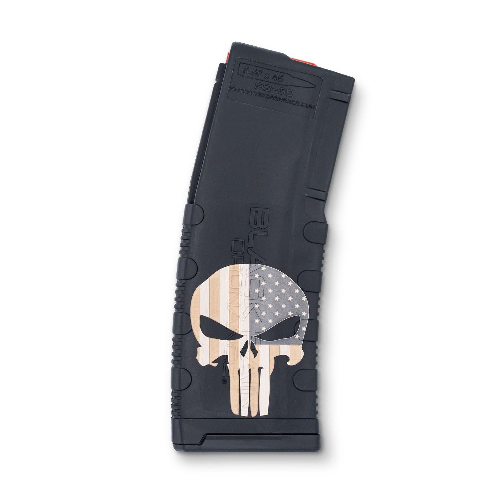 Black Rain Ordnance Inc Rifle Magazines Black Rain Ordnance Inc Black Rain Ordnance Punisher with Flag AR Magazine 5.56x45 30 Round