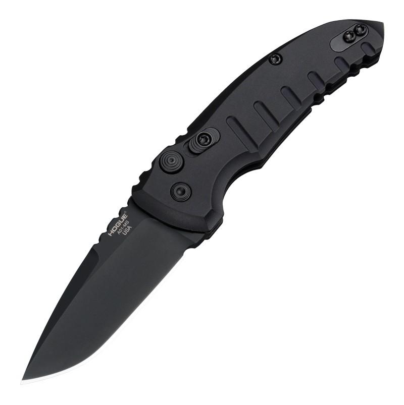 Hogue Knife Knives Hogue Knife Hogue A01-Microswitch Automatic Folder Knife 2-3/4" Drop Point Blade Black