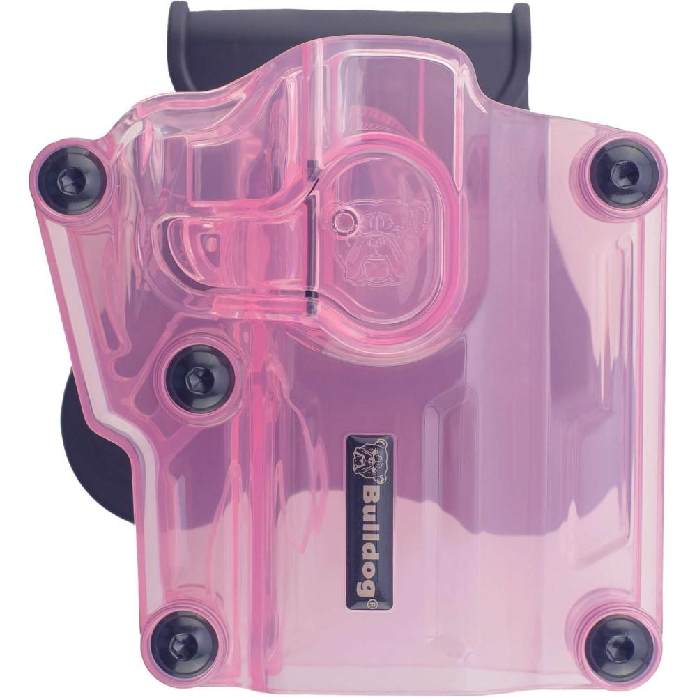Bulldog Cases Shooting|Gun Holsters Bulldog Cases Bulldog Max Multi-Fit Polymer Holster With Paddle-Transparent Pink Right Hand