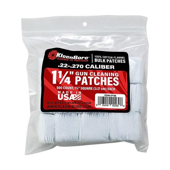 Kleen Bore Gun Cleaning Jags Patch Holders &amp; Patches Kleen Bore KleenBore 1 1/4" Bore Cleaning Patches 22-.270 Cal .410-20 ga 500/ct