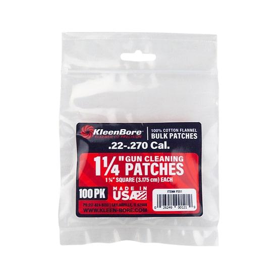 Kleen Bore Gun Cleaning Jags Patch Holders &amp; Patches Kleen Bore KleenBore Cotton Patches 1 1/4" Square 22-.270 Cal 100/ct