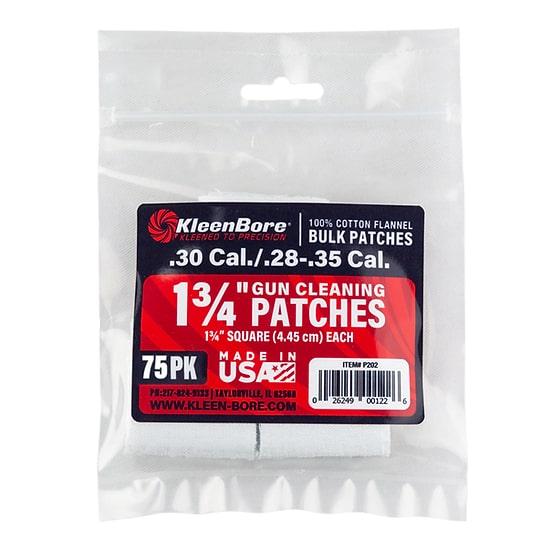 Kleen Bore Gun Cleaning Jags Patch Holders &amp; Patches Kleen Bore KleenBore Cotton Patches 1 3/4" Square .28-.35 Cal 75/ct