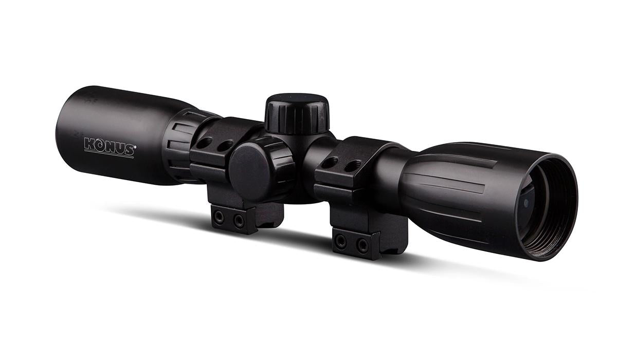 Konus Optics Optics|Centerfire Scopes Konus Optics Konus KONUSFIRE 4x32mm Rifle Scope With 22 Dovetail Mounting Rings 30/30 Reticle Black Matte