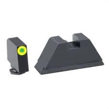 Ameriglo Suppressor Height Sights Ameriglo Green Tritium LimeGreenLumi Outline .350/Flatblack .429 for Glck TallSupp