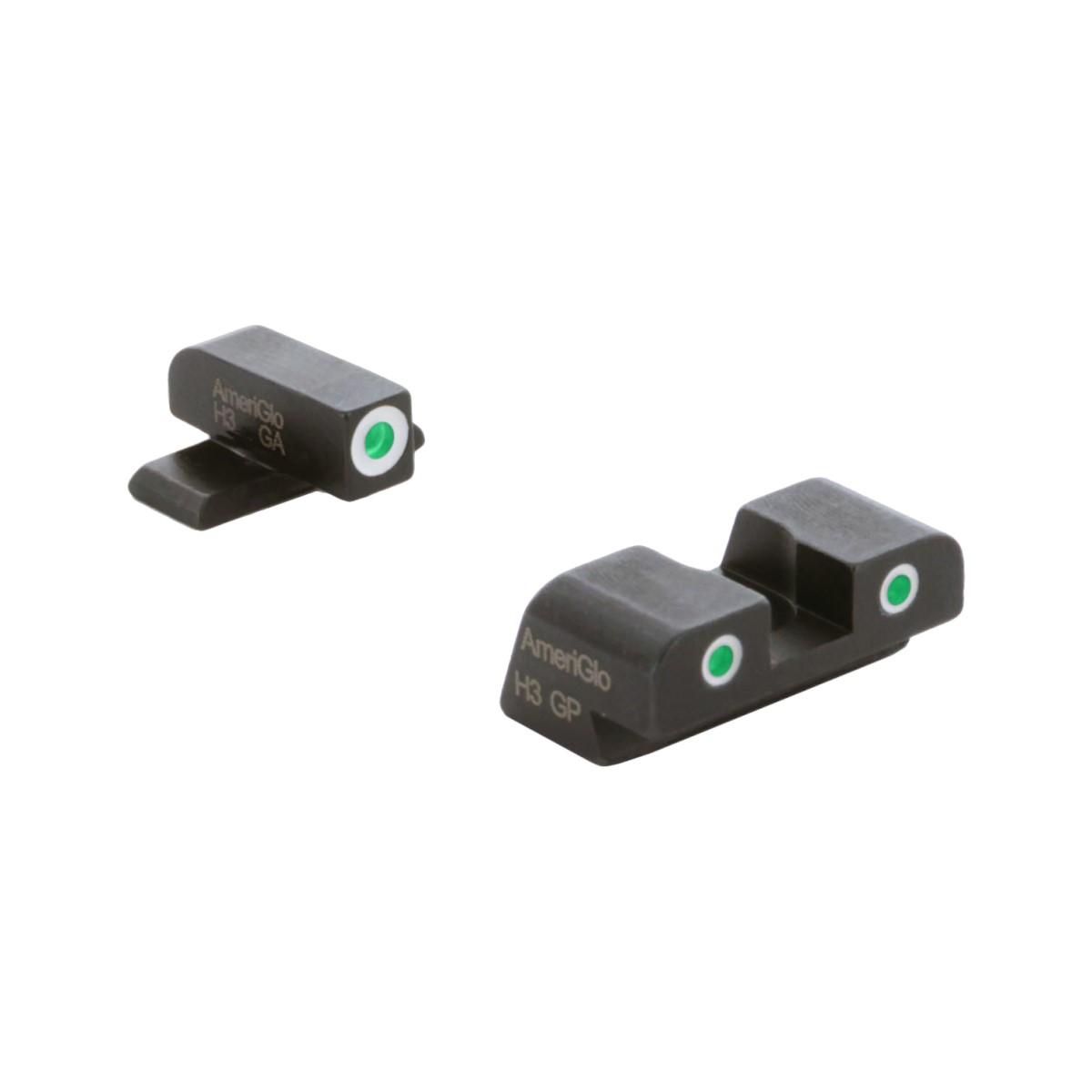 Ameriglo Night Sights Ameriglo Ameriglo Green Tritium With White Front Green Tritium With  White Rear 3 Dot Sight Hellcat Standard