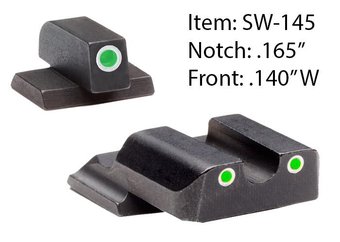Ameriglo Night Sights Ameriglo Ameriglo Classic Style Night Sight Set for S&W M&P Shield / Front Tritium - Green / Front Outline - White / Rear Tritium - Green / Rear Outline White