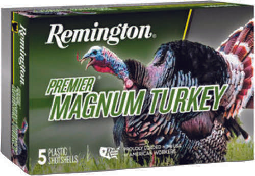Remington Magnum Turkey 12 Gauge 3 #6 2oz Copper (5 rounds per box, model 26805) features premium shotshells for hunters, with green and white text and a wild turkey image on the packaging. Brand: Remington.