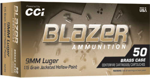 CCI 5239 Blazer Handgun 9mm 115Gr Jacketed Hollow Point 50 Per Box/10 Case