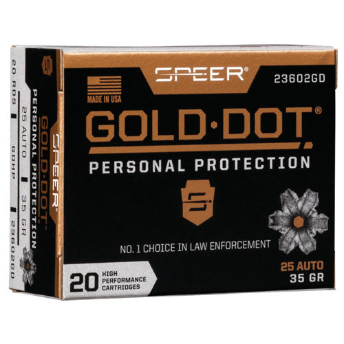 Speer 25 ACP 20 Rounds Ammunition – Reliable Gold Dot Hollow Point Performance