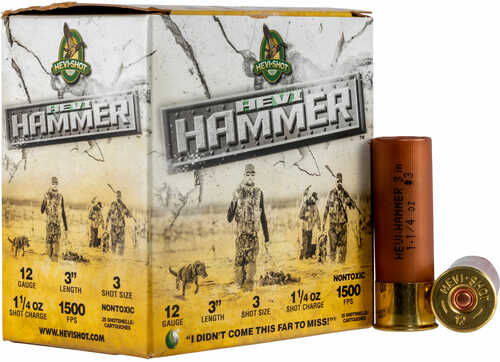 12 Gauge 25 Rounds Hevi Shot 3 Inch One Quarter Oz Steel