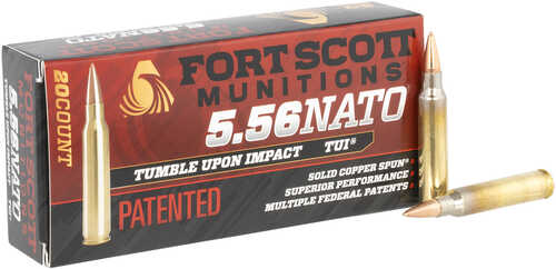 5.56mm NATO Fort Scott Munitions 55gr Copper Ammo 20 Rounds