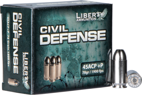 Liberty Ammunition Civil Defense 45 ACP +P 78 Gr Hollow Point Ammo – High Velocity Performance