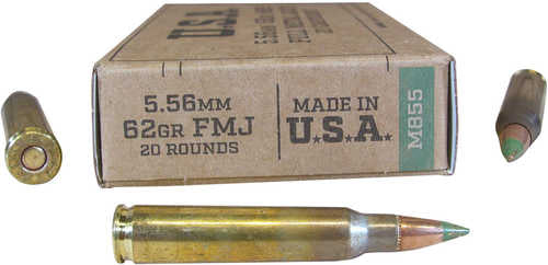Winchester 5.56 NATO 62 Grain M855 FMJ Ammo 20 Per Box