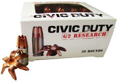 G2 Research Civic Duty 45 ACP Ammunition – 164 Grain Hollow Point Expansion