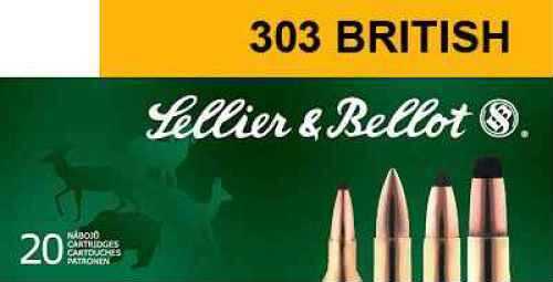 Sellier And Bellot 303 British 180 Grain FMJ Ammo, 20 Rounds