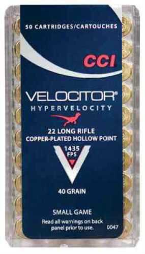 CCI Velocitor 22 Long Rifle Ammunition - High Velocity 40 Grain Hollow Point 50 Rounds