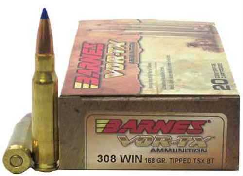 Barnes VOR-Tx .308 Winchester 168 Grain TTSX Boat Tail Ammo, 20 Rounds