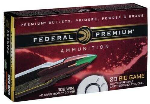 Federal 308 Winchester Trophy Copper 165 Grain Ammo 20 Rounds