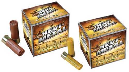 Two boxes of Hevi-Shot-Environ Metal 10 Gauge 5 Rounds Ammunition are shown, each labeled for waterfowl hunting with Pattern-Density Technology. One box contains brown shells, the other yellow; three shells are displayed next to the boxes.