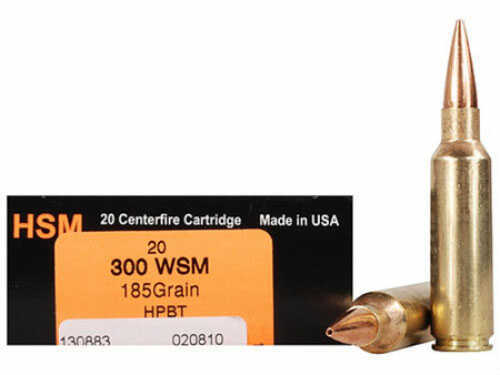 HSM Trophy Gold 300 WSM 185 Grain BTHP Ammo 20 Rounds