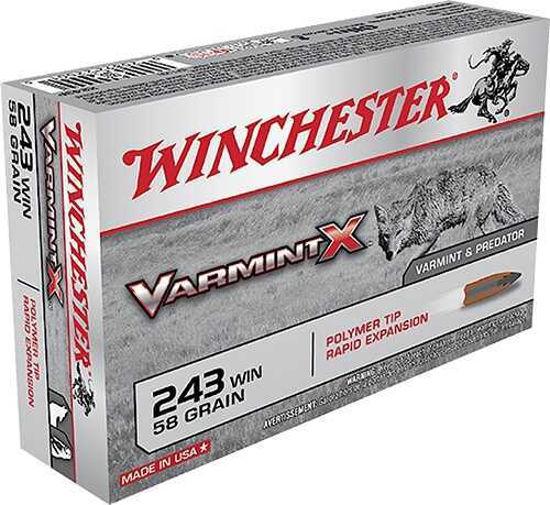 Winchester 243 Caliber 58 Grain Polymer Tip Ammo 20 Rounds