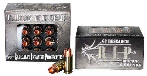 G2 Research 380 ACP 20 Rounds Ammunition – Precision Solid Copper Hollow Point