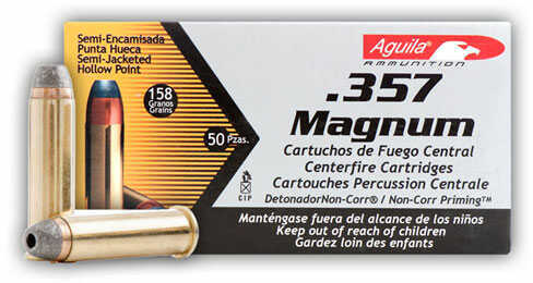 Aguila 357 Magnum 50 Rounds Ammunition – Brass-Cased Hollow Point for Self-Defense