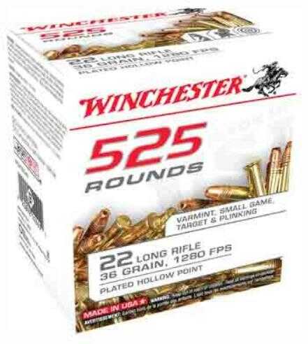 Winchester 22 Long Rifle 525 Rounds Ammunition - High Velocity 36 Grain Hollow Point for Small Game Hunting