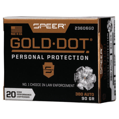 Speer Gold Dot 380 ACP Ammunition – 90 Grain Jacketed Hollow Point