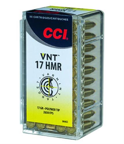 CCI 17 HMR 50 Rounds Ammunition - Precision VNT Tipped Design for Varmint Hunting