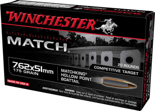 Winchester Match 7.62x51 175 Gr Sierra BTHP Ammo 20 Rounds