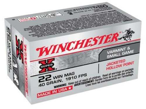 Winchester Super-X 22 Winchester Magnum Rimfire - High Performance 40 Grain Hollow Point Ammunition