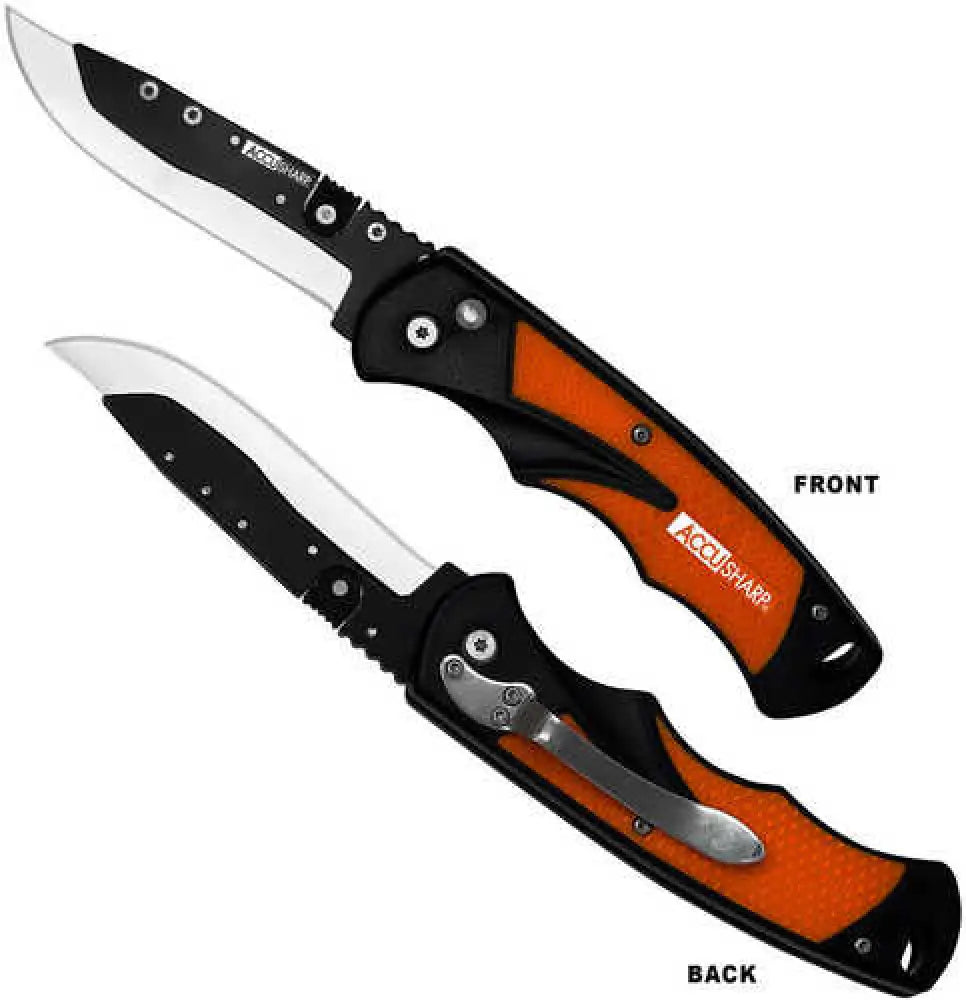 Accusharp 741c Replaceable Blade Razor 3.50’’ Folding Plain Stainless Steel Blade/blaze Orange Ergonomic Anti-slip