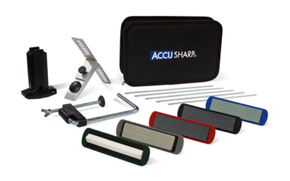 Accusharp Precision 5 Stone Kit with black case and colored stones