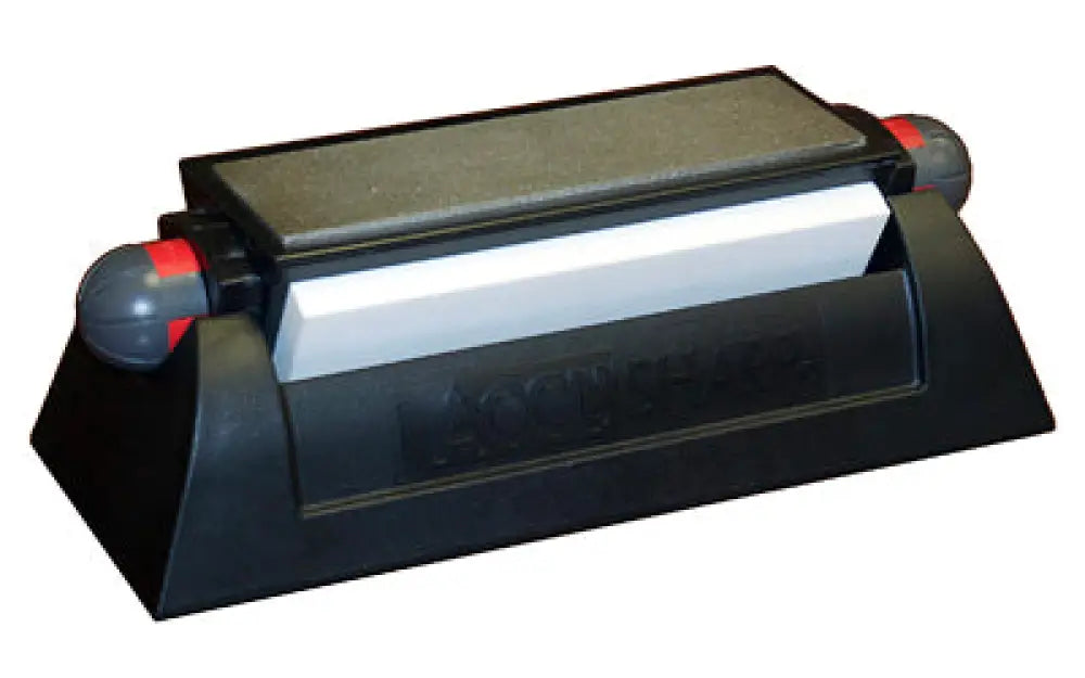 Black AccuSharp Tri-Stone Sharpener with white ceramic insert
