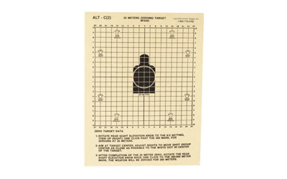 Beige ACTION Target 25m DOD M16A2 with bullseye grid, 100 pack