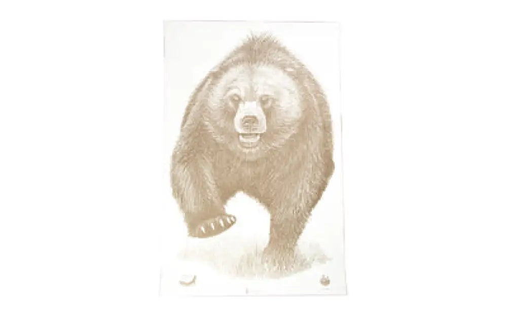 Detailed pencil sketch of action target brown bear with open mouth
